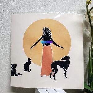 Danica Gim Modern Minimalist Artwork Woman w Animals & Sun